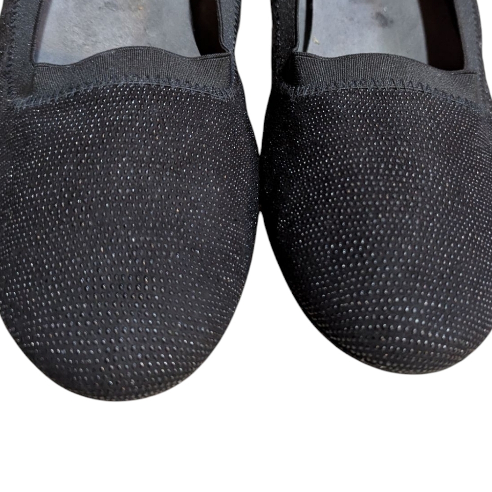 Stuart Weitzman Squeeze Goosebump Stretch Ballet Flat 10 Black Nappa Old Money - Picture 3 of 9